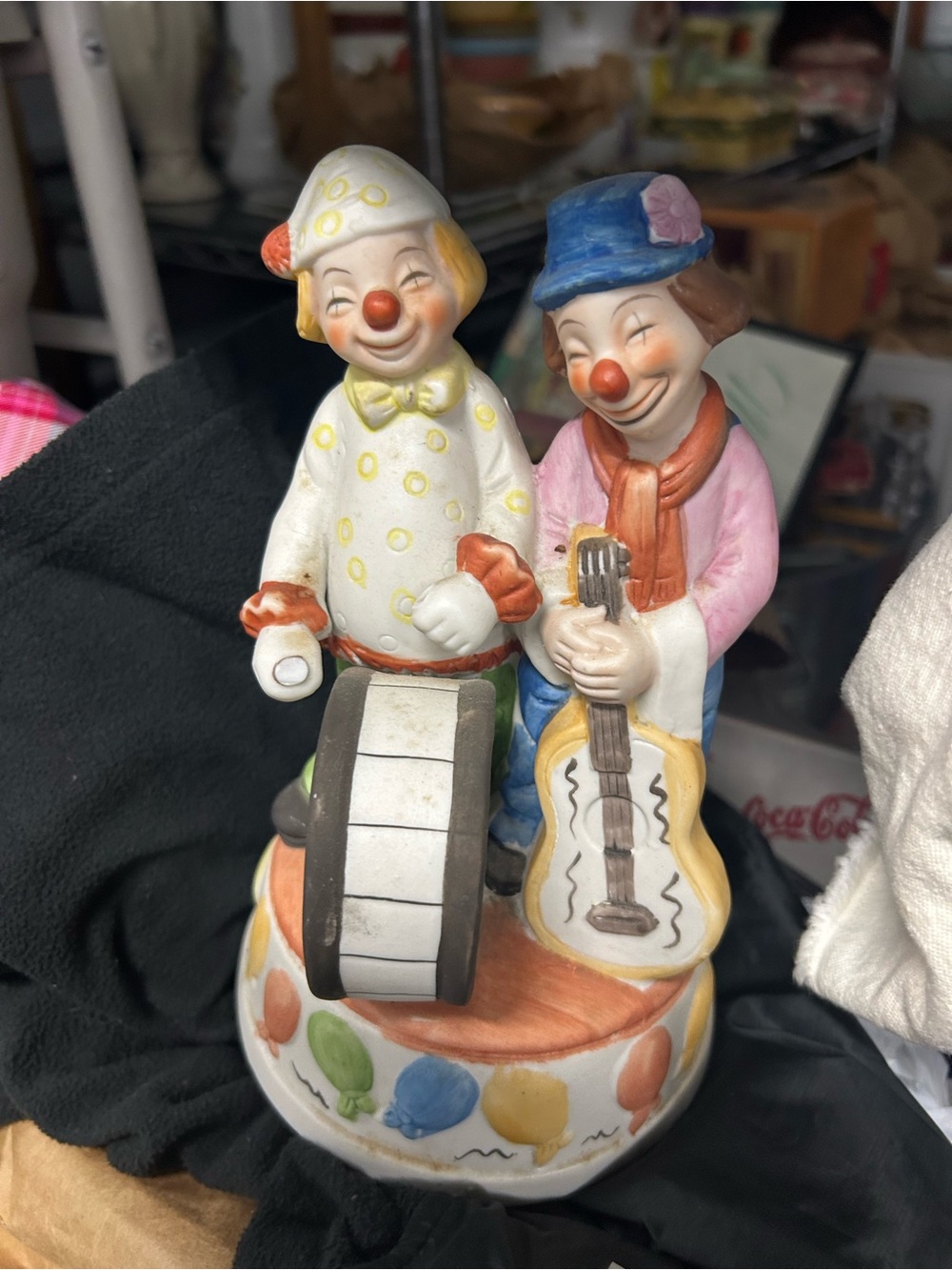 Hand-Painted Clown Musician Figurine - Colorful Decorative Accent